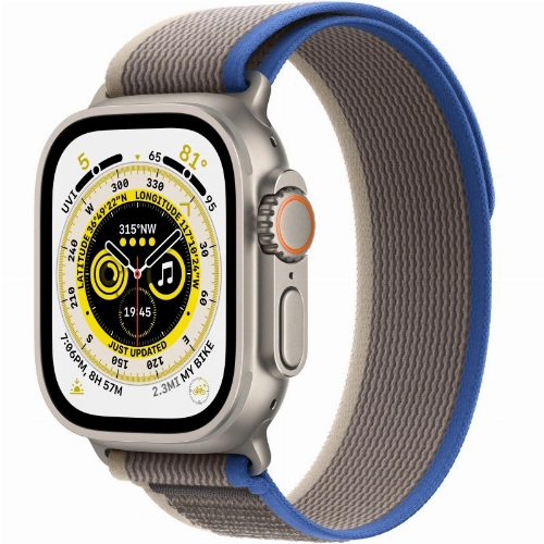 Apple Watch Ultra GPS + Cellular, 49 мм, корпус из титана, ремешок Trail синего/серого цвета, размер M/L